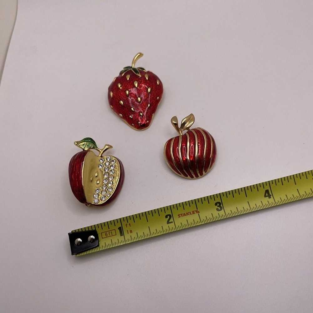 Lot Of 3 Pretty Women’s Fruit Gold Tone / Red - A… - image 9