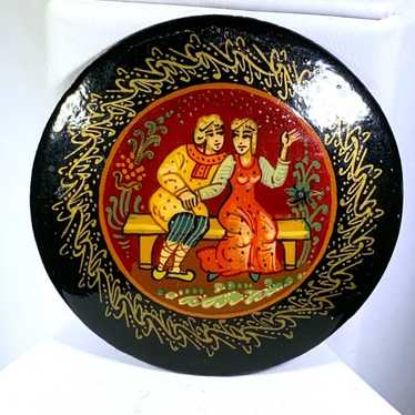 Russian Hand Painted Brooch Detailed Vintage Signe