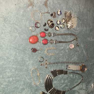 Silver tone jewelry lot - image 1