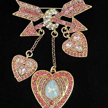 Heart with Bow and Arrow Brooch - image 1