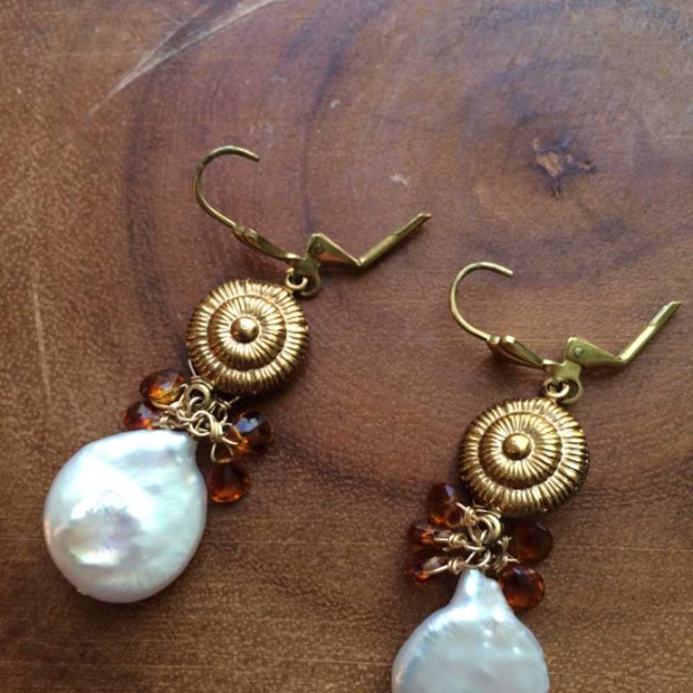 Vintage French handmade pearl earrings - image 1