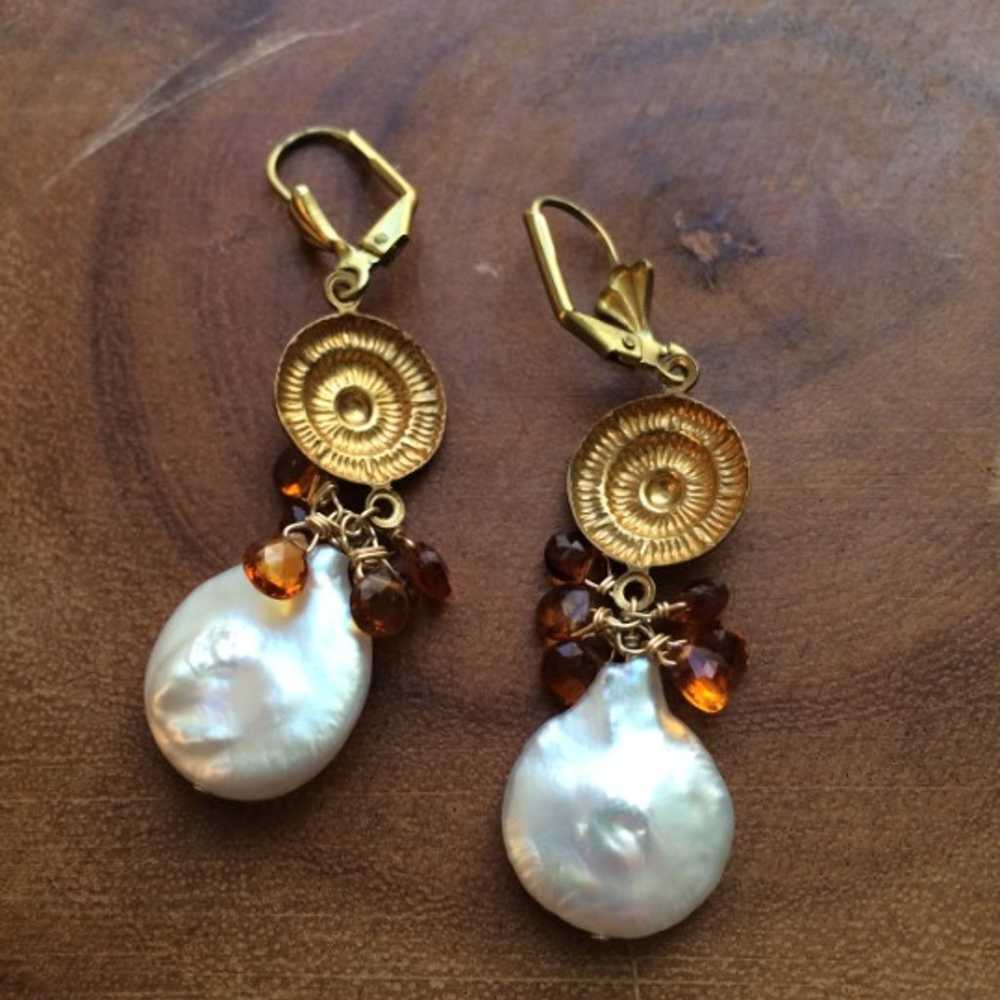 Vintage French handmade pearl earrings - image 2