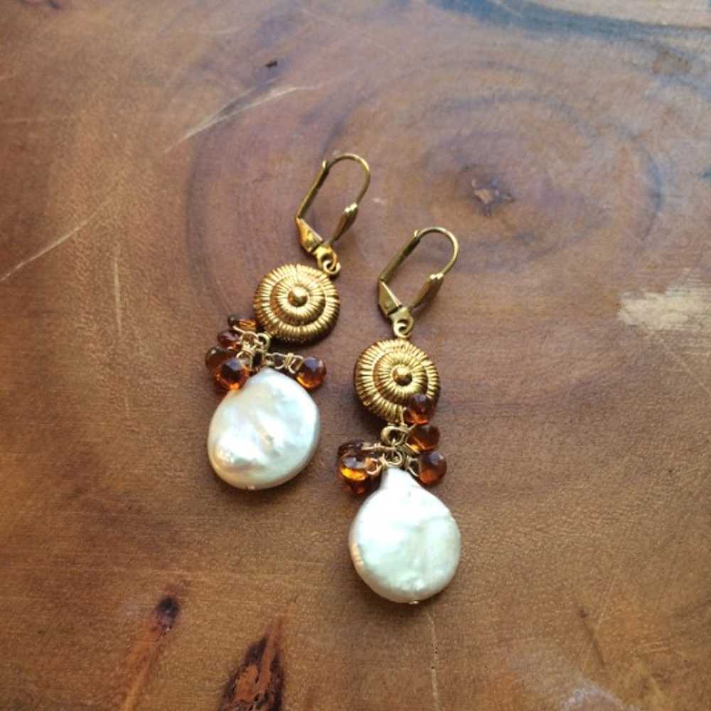 Vintage French handmade pearl earrings - image 3