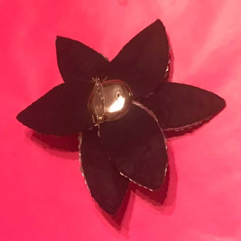 Handmade Vintage Black & Silver Sequin Lily Flowe… - image 5