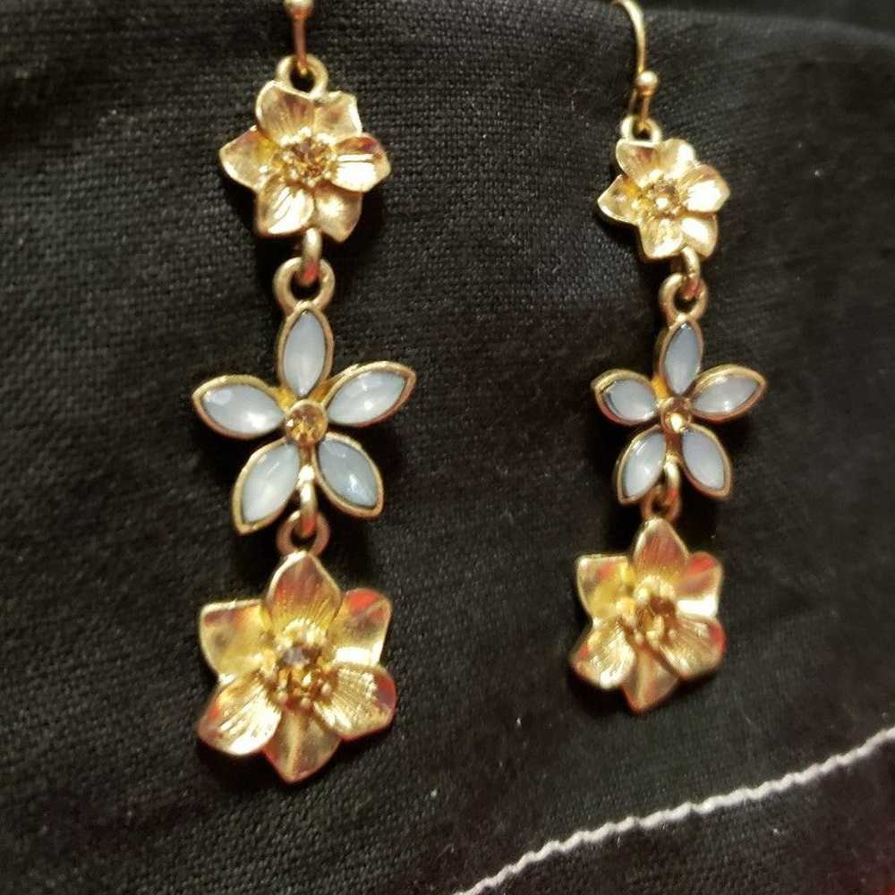 Vintage Pilgrim Flower Blue/Gold with Amber rhine… - image 1