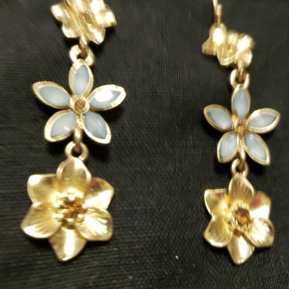 Vintage Pilgrim Flower Blue/Gold with Amber rhine… - image 2