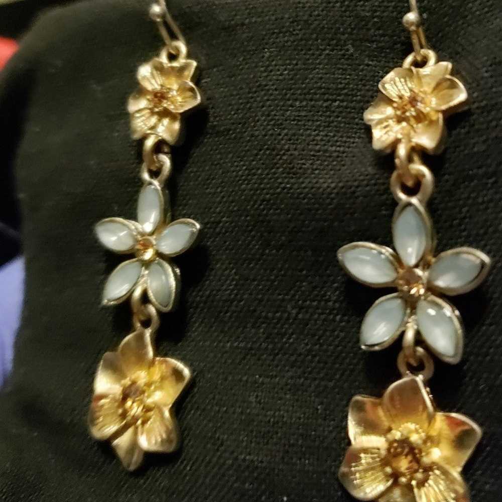 Vintage Pilgrim Flower Blue/Gold with Amber rhine… - image 5