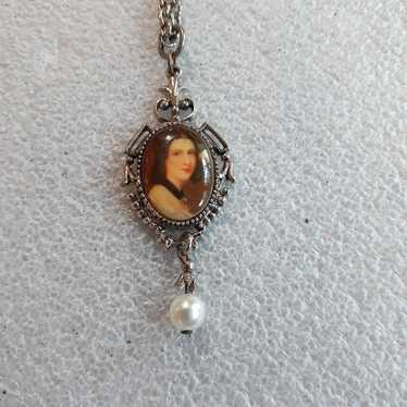 Vintage 1970s 24 Inch Portrait Cameo Necklace Sig… - image 1