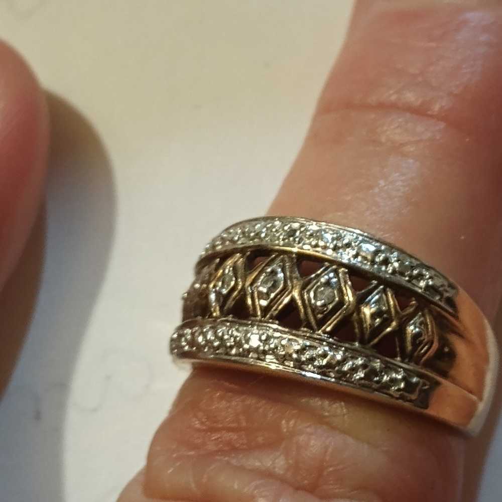 Vintage gold over sterling silver CZ wedding band - image 2