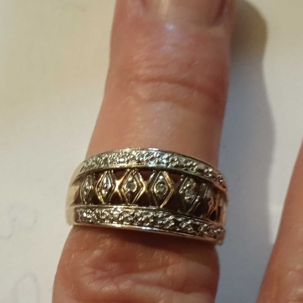 Vintage gold over sterling silver CZ wedding band - image 4