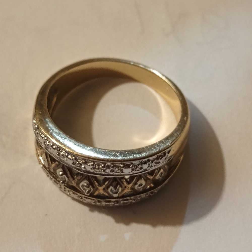 Vintage gold over sterling silver CZ wedding band - image 6