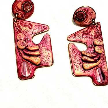 Artisan crafted vintage statement earrings circa … - image 1