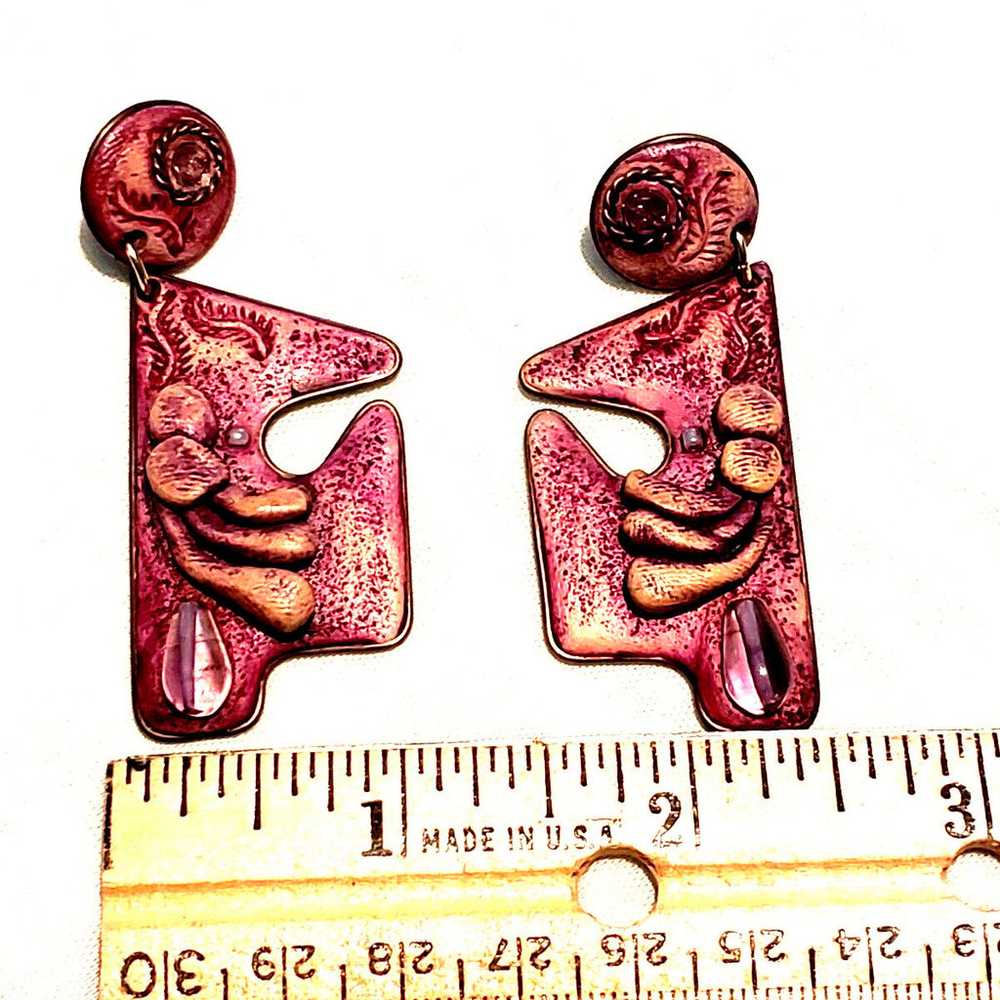 Artisan crafted vintage statement earrings circa … - image 3