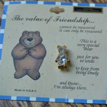 RARE VINTAGE AUSTRIAN CRYSTAL TEDDY BEAR PIN BROO… - image 1