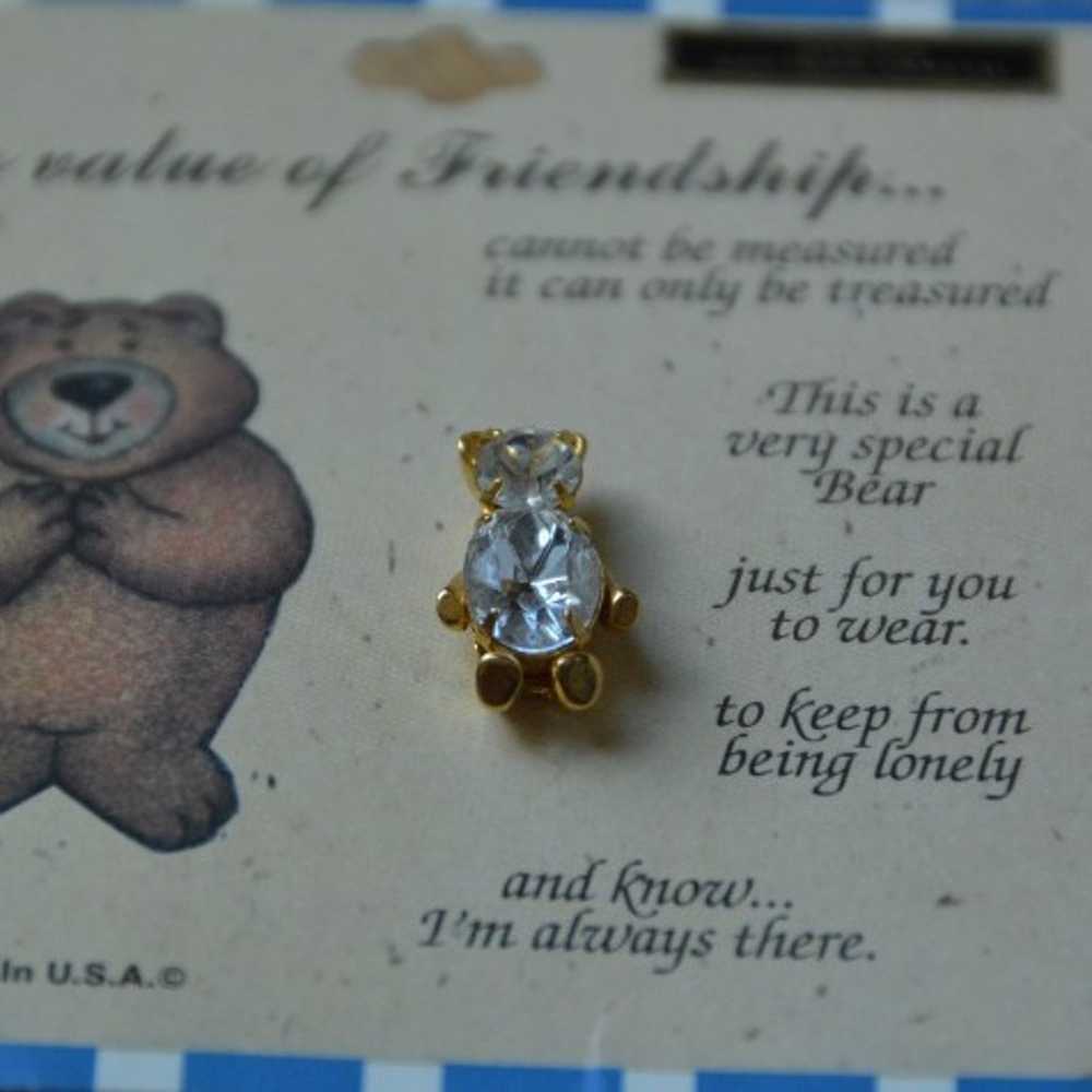 RARE VINTAGE AUSTRIAN CRYSTAL TEDDY BEAR PIN BROO… - image 3