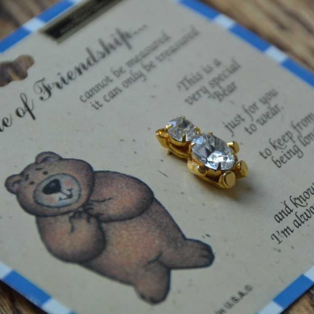 RARE VINTAGE AUSTRIAN CRYSTAL TEDDY BEAR PIN BROO… - image 4