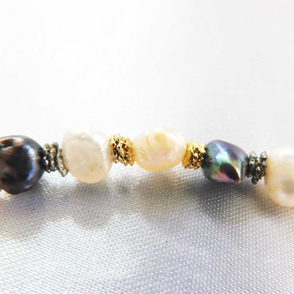 Fresh Water Pearl Necklace with Purple and Gold B… - image 3