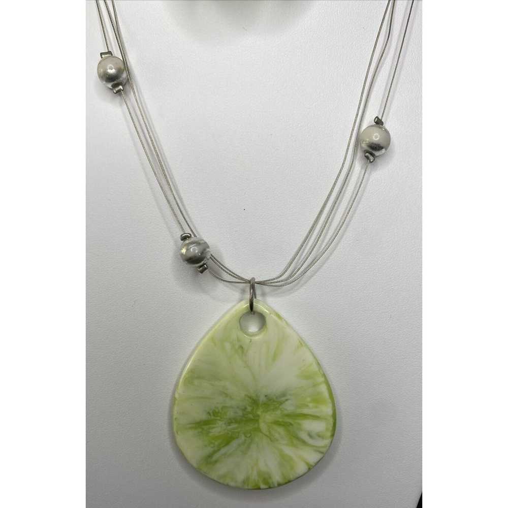 Premier Designs Jewelry White & Green Stone Neckl… - image 2