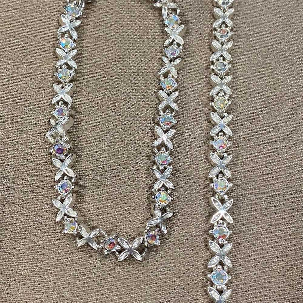 805) Dazzling Vintage Heavy Crystal Necklace & Br… - image 2