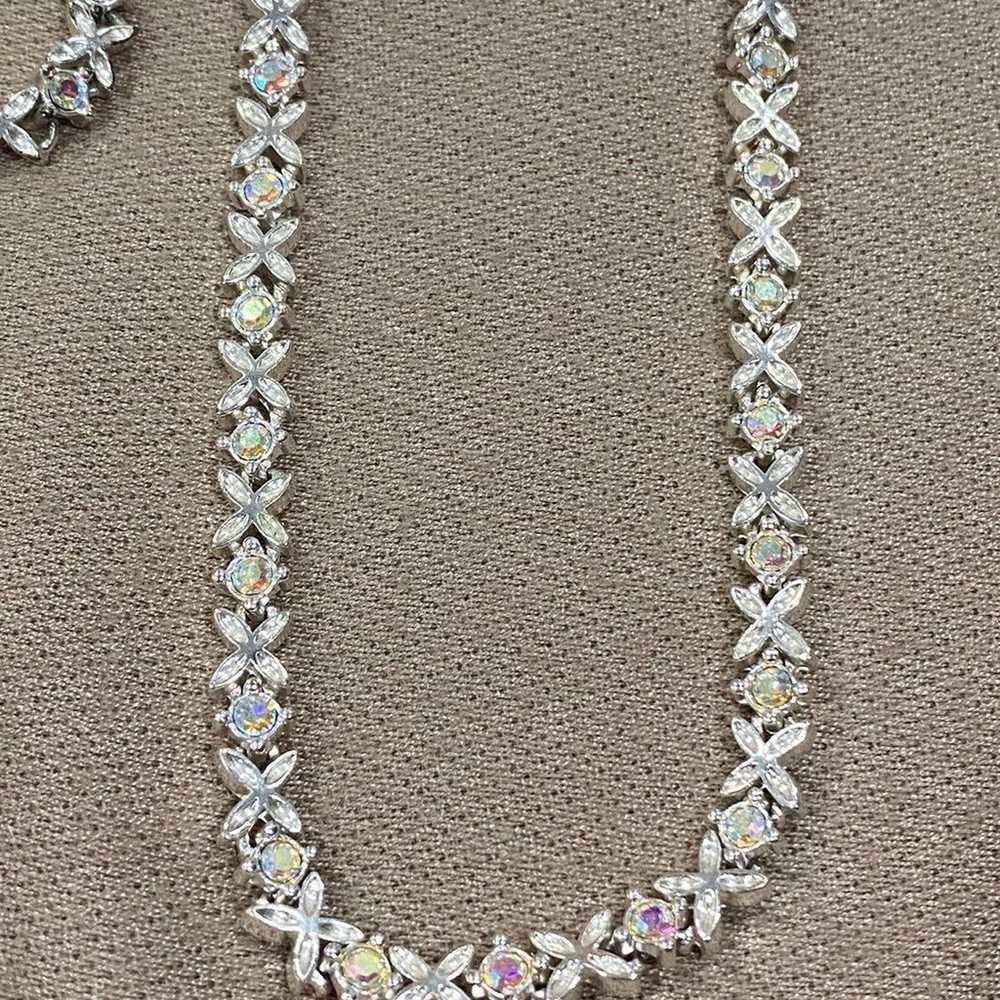 805) Dazzling Vintage Heavy Crystal Necklace & Br… - image 3