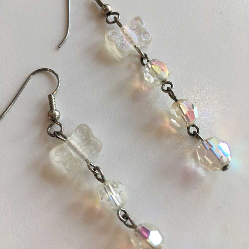 Vintage Crystal Butterfly Earrings - image 2