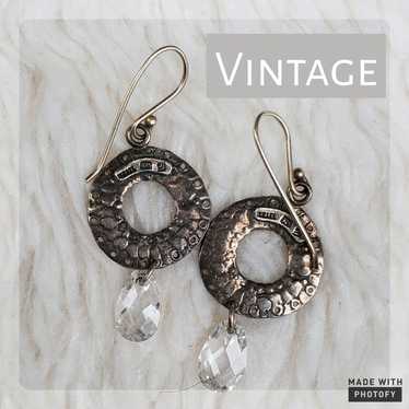 Vintage hammered sterling earrings - image 1