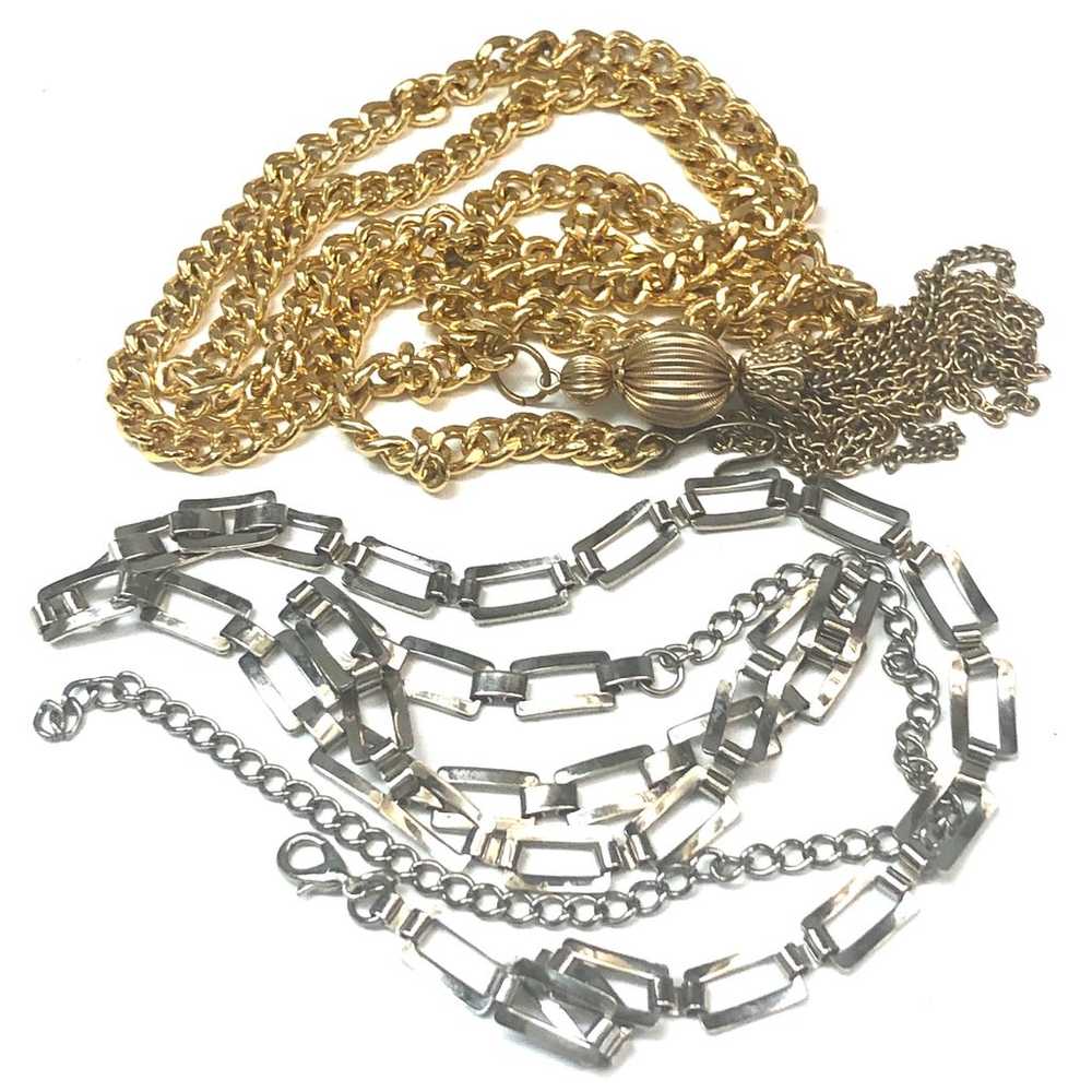 Two Vintage Gold and Silver Tone Chain Belts - image 4