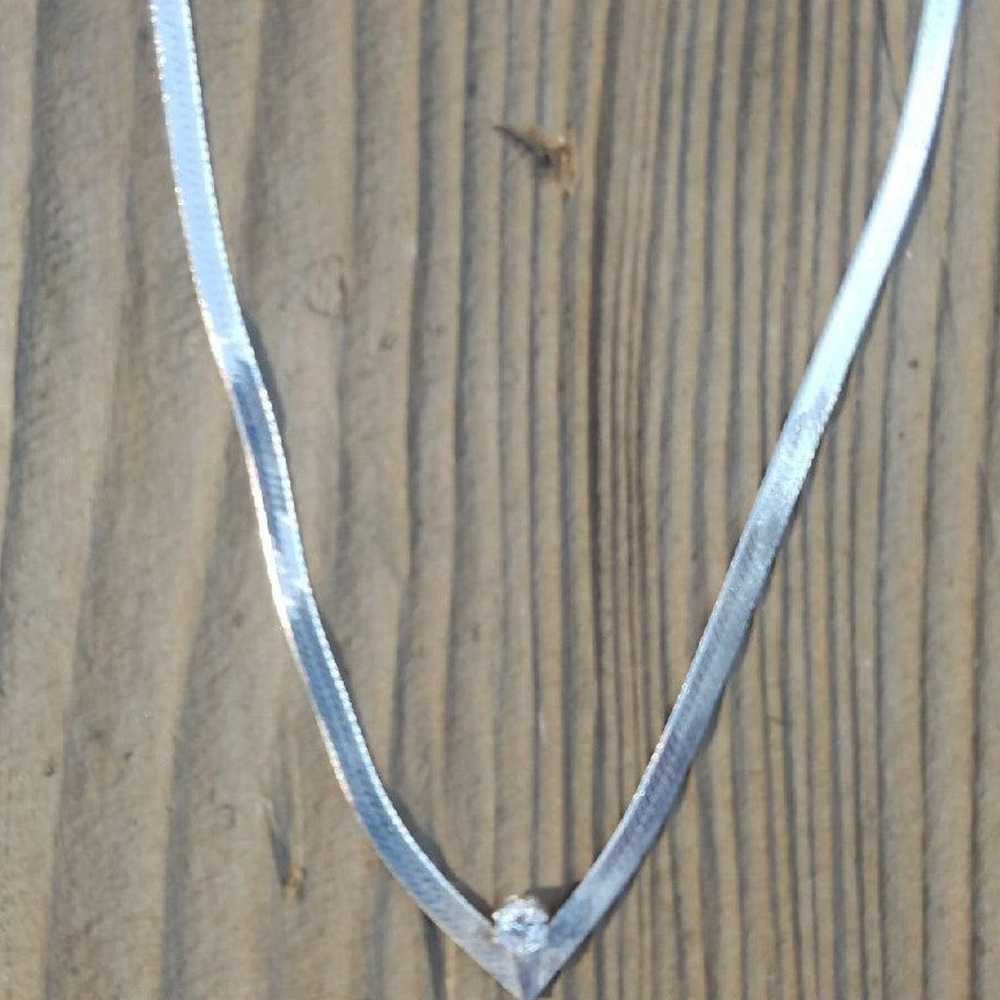 Vintage Sterling Silvr Necklace cz Italy - image 1