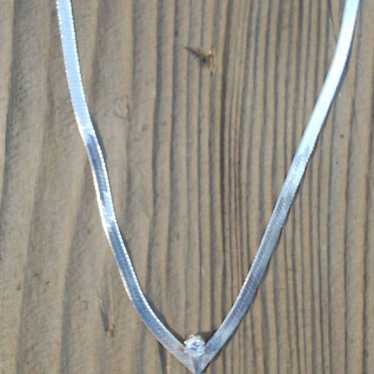 Vintage Sterling Silvr Necklace cz Italy - image 1