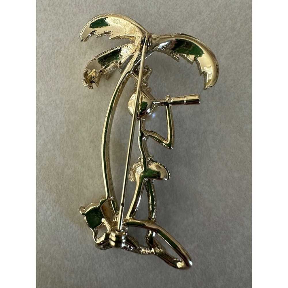 Vintage gold tone lady figural palm tree aurora b… - image 5