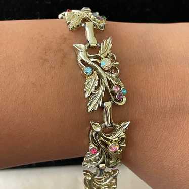 Vintage silver bracelet with pretty rhinestones