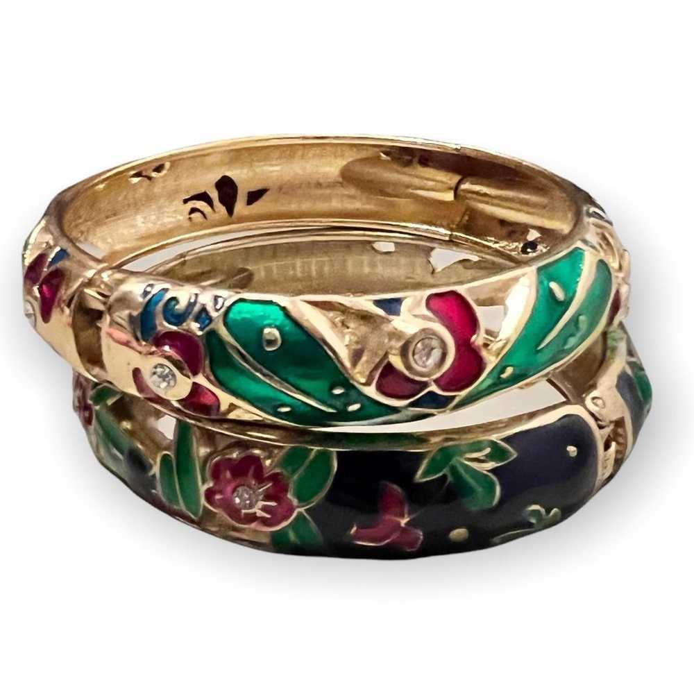 Vintage gold plated bangles with rhinestones - image 4