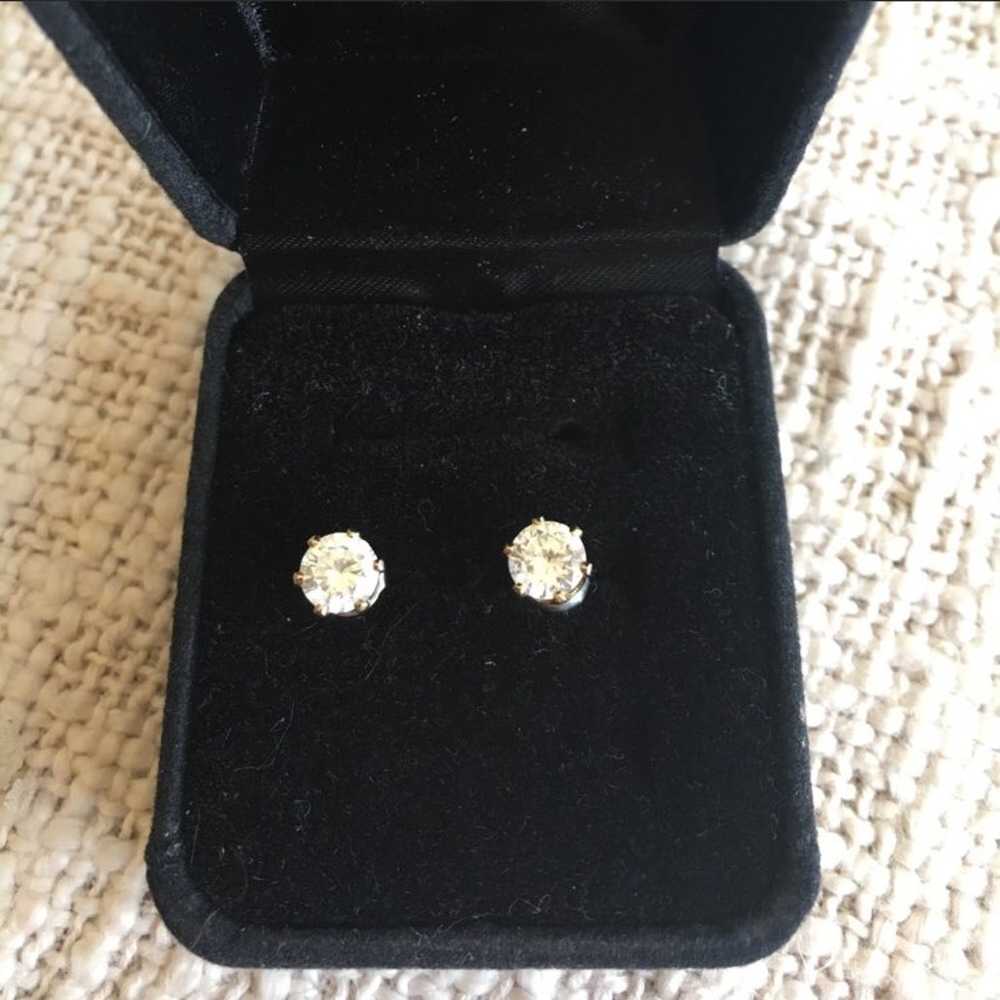 Vintage CZ Stud Earrings - image 1