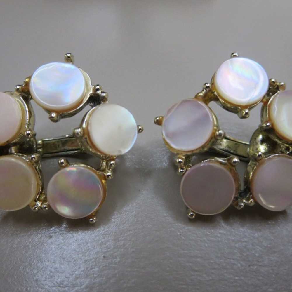 Vintage CORO Mother of Pearl - Flower Shape Clip-… - image 1