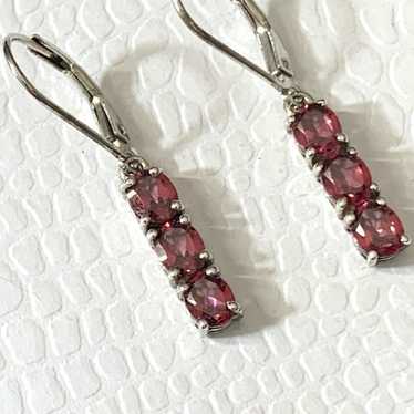 Vintage Signed STS Sterling Silver 925 Garnet Earr