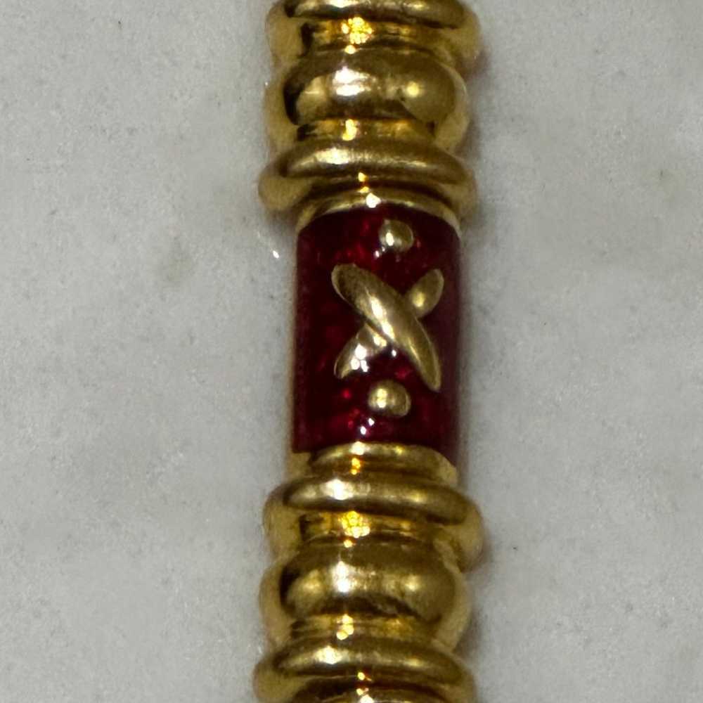 Vintage Joan Rivers Signed Red Enameled Gold Tone… - image 5