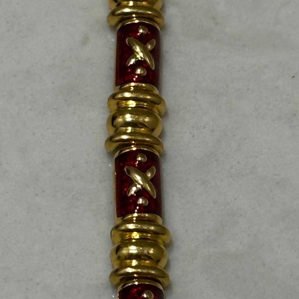 Vintage Joan Rivers Signed Red Enameled Gold Tone… - image 7