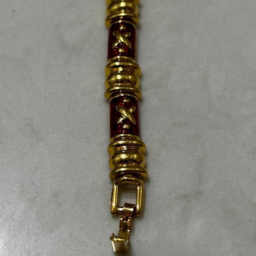 Vintage Joan Rivers Signed Red Enameled Gold Tone… - image 8