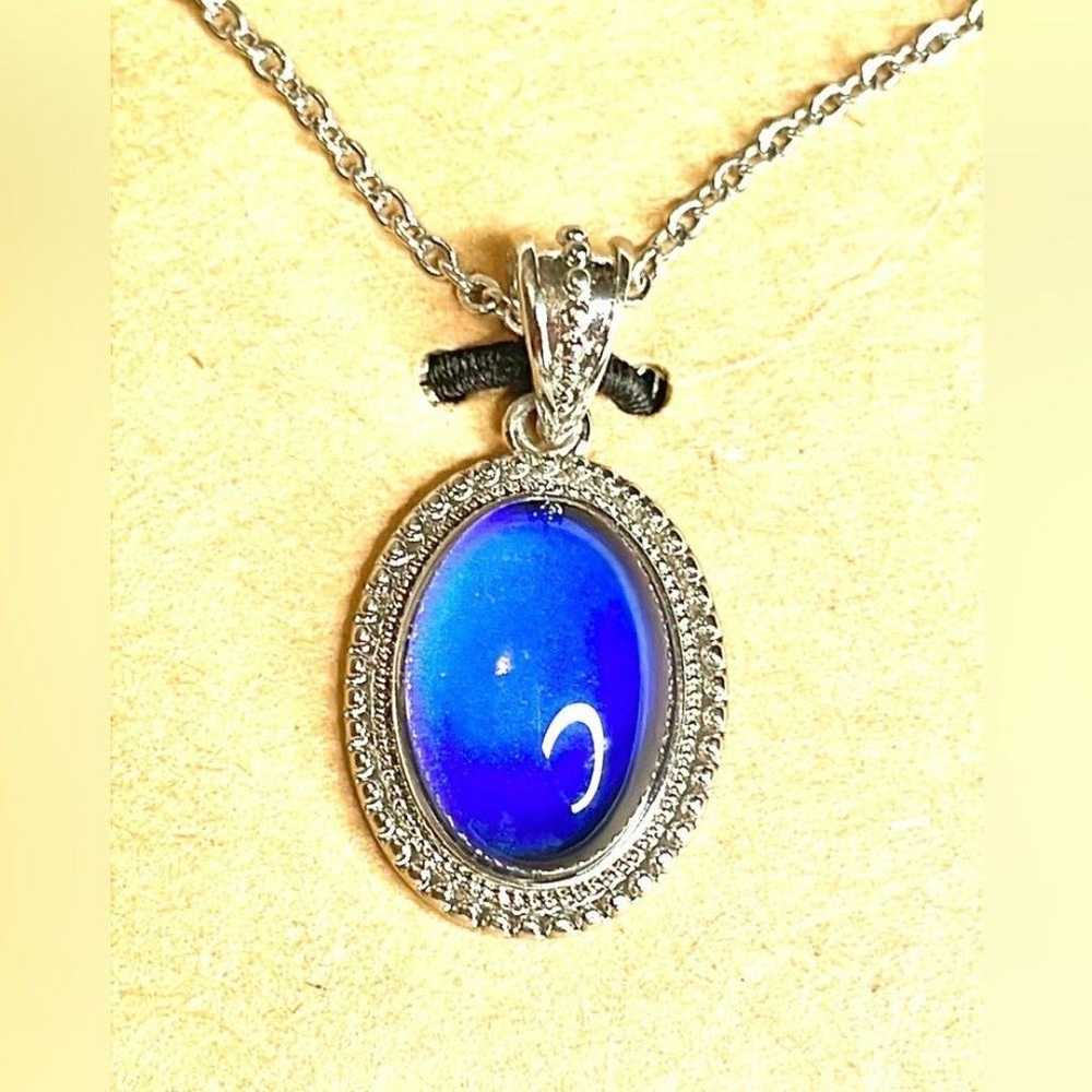 Oval Mood Stone Color Changing Pendant Sterling S… - image 4