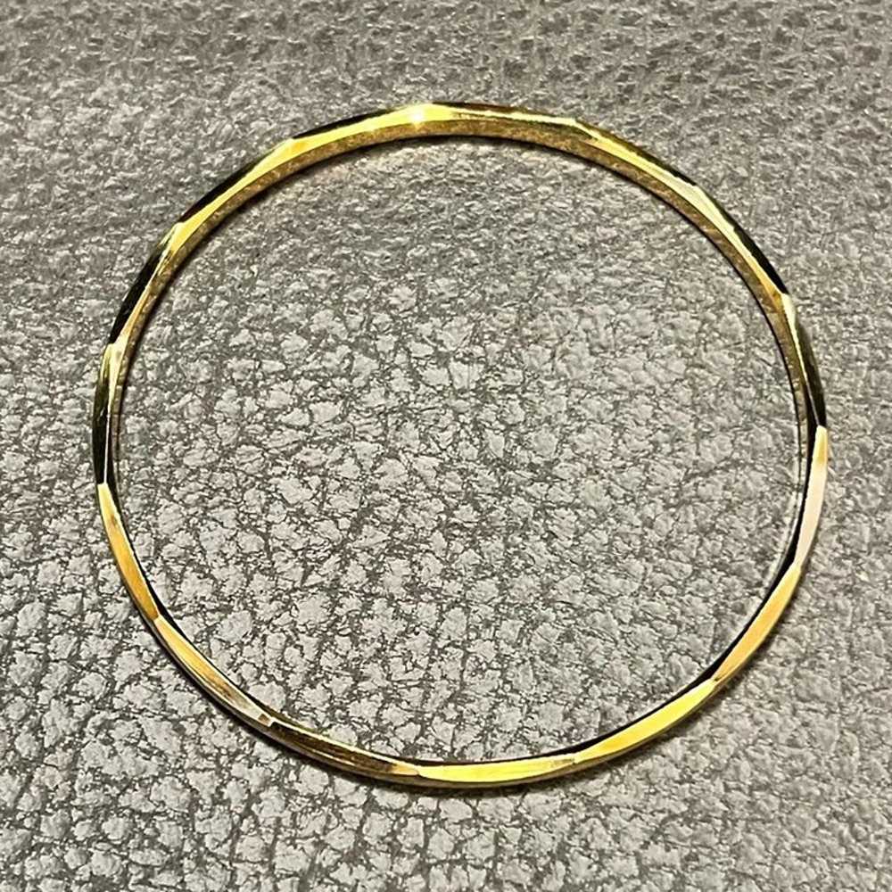 Vintage Crown Trifari Thin Gold Tone Bangle Brace… - image 1