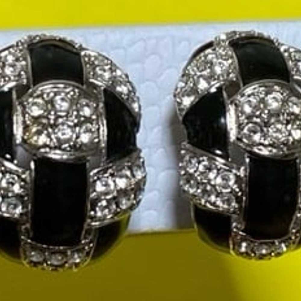 Joan Rivers Checkerboard Crystal & Black Enamel C… - image 1