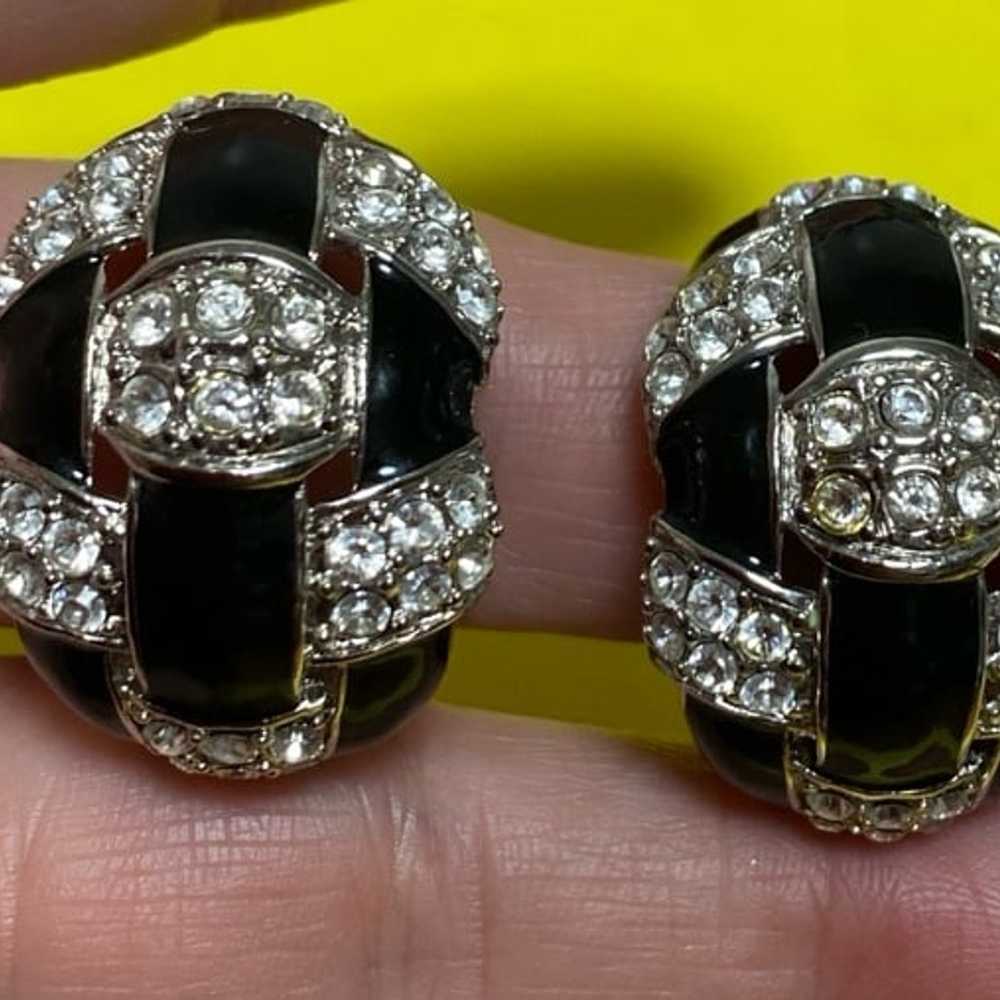 Joan Rivers Checkerboard Crystal & Black Enamel C… - image 2