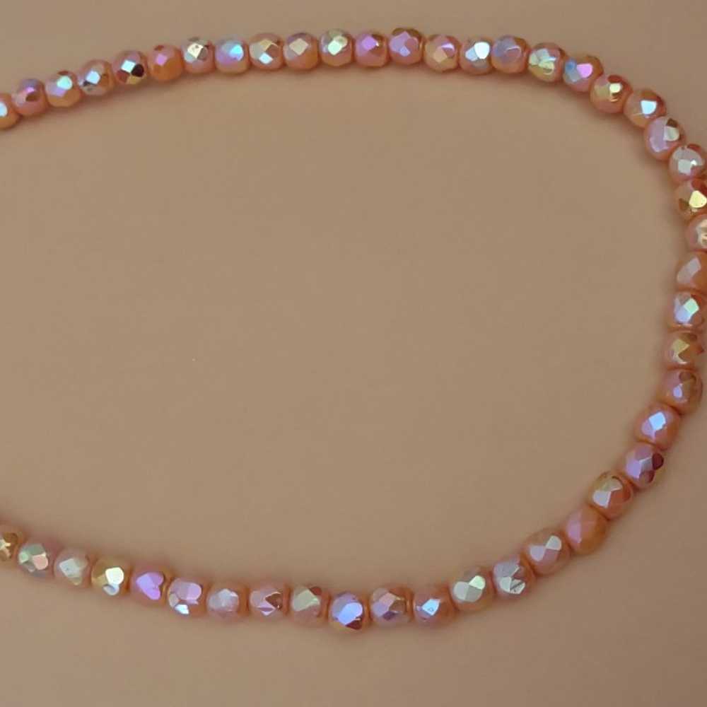 vintage orange glass iridescent bead necklace 16-… - image 6