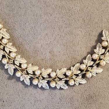 JUDY LEE Vintage Silver Ivy & Pearl Link Bracelet… - image 1