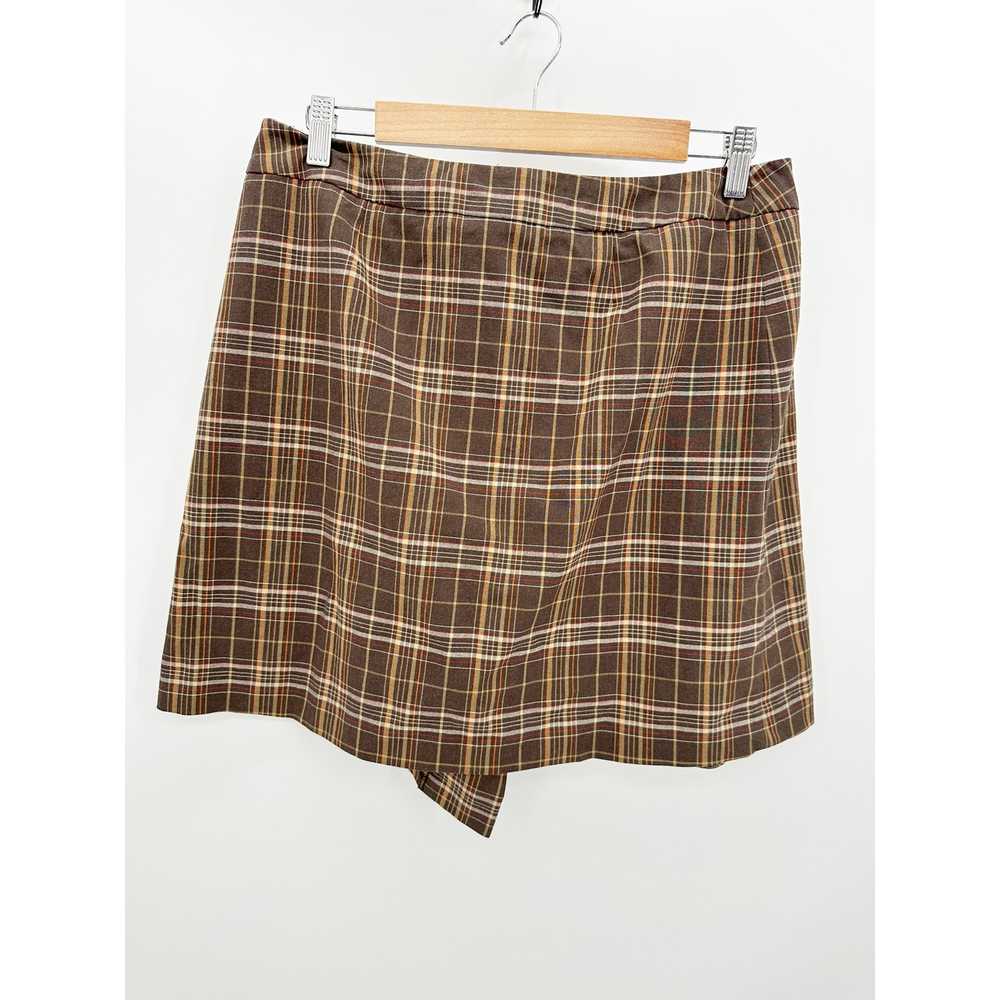 Nine West Brown Plaid Printed Button Front Wrap M… - image 2