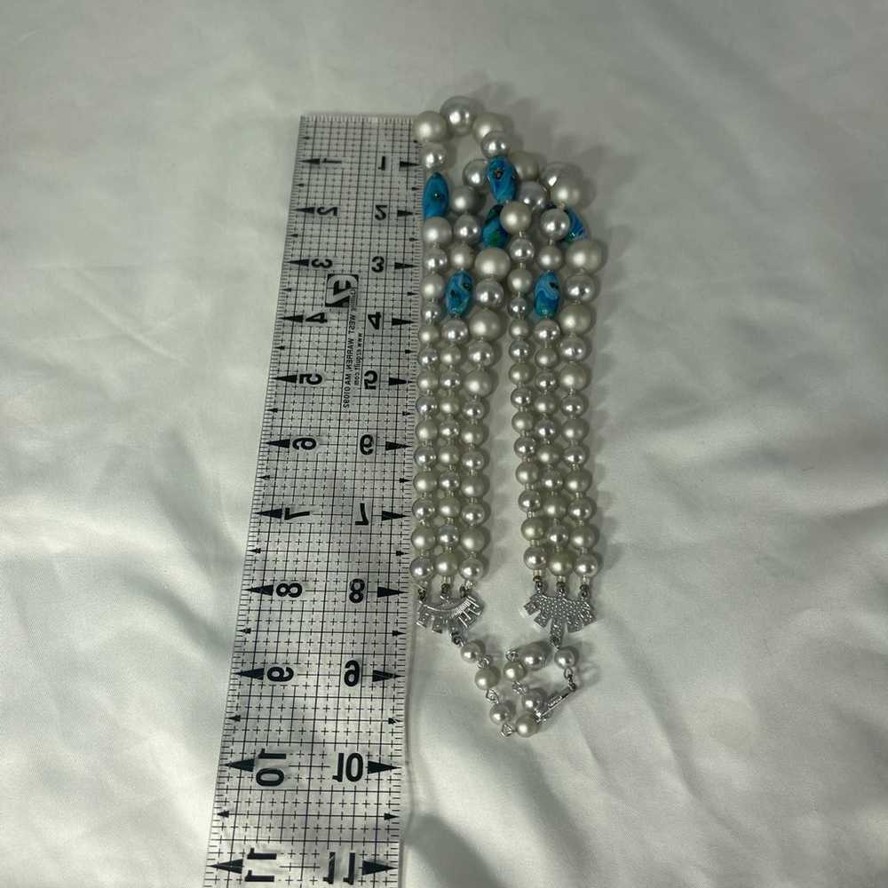 VTG mid century faux pearl blown glass necklace - image 8