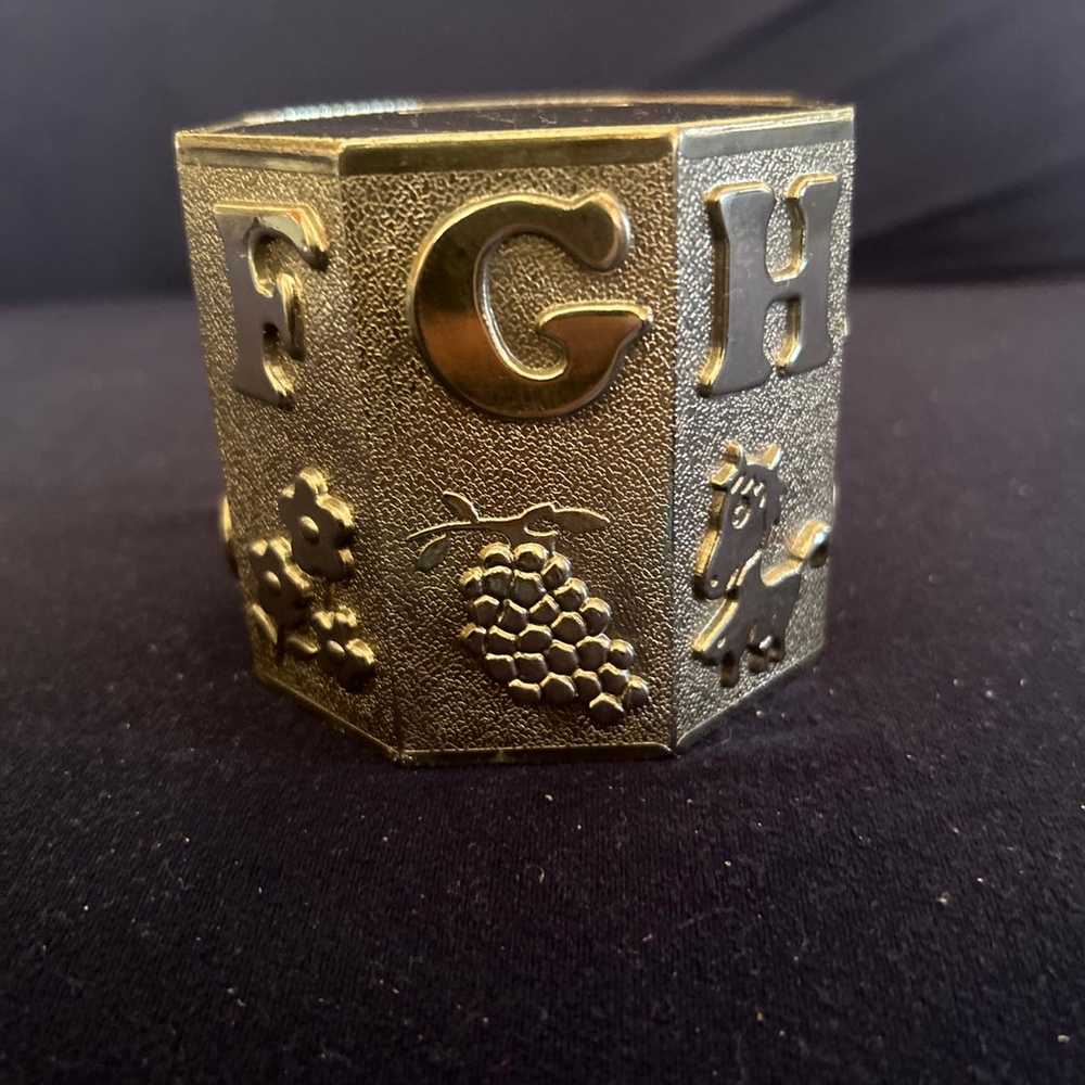 Vintage Antique Embossed Pewter ABC's & Animal Pi… - image 1