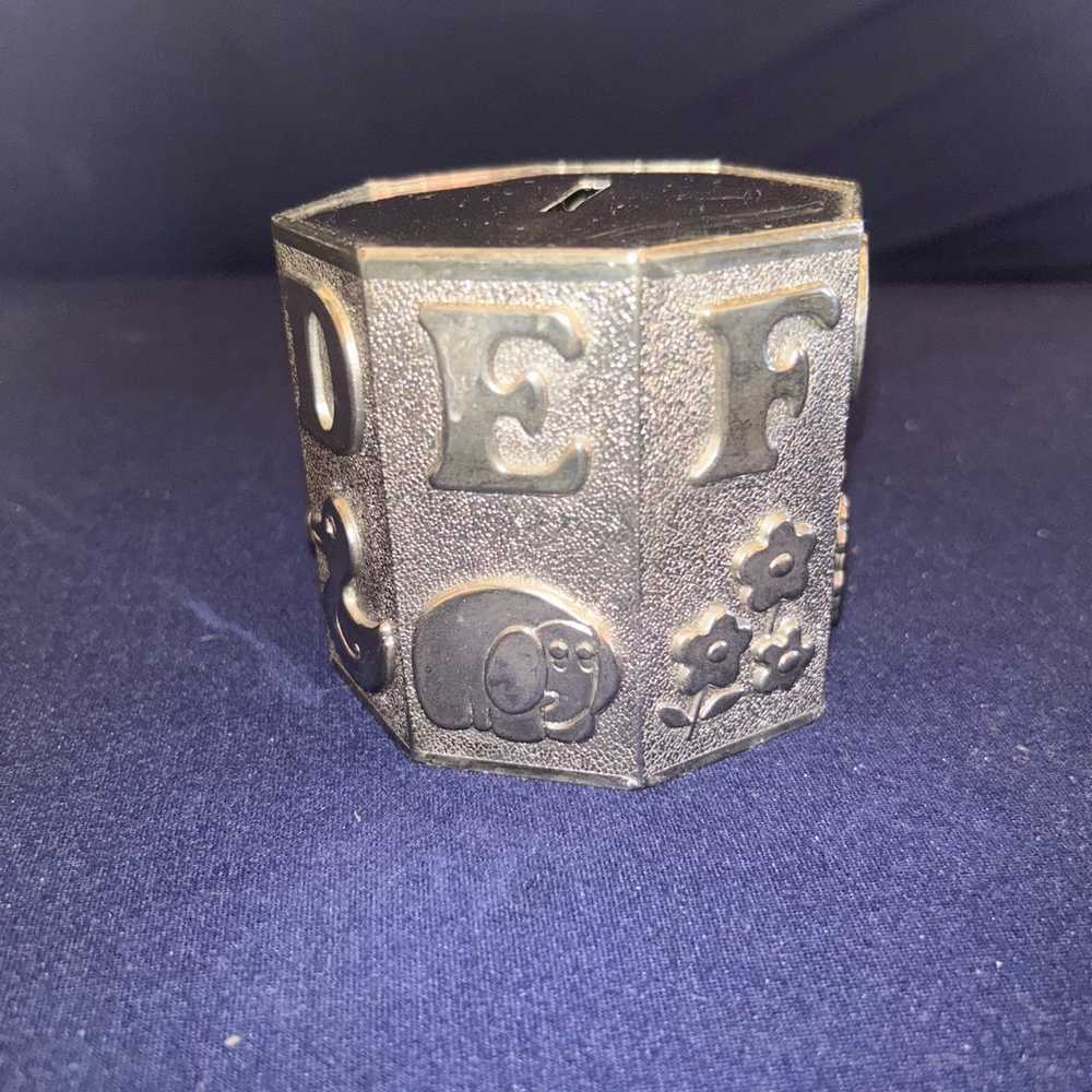 Vintage Antique Embossed Pewter ABC's & Animal Pi… - image 2