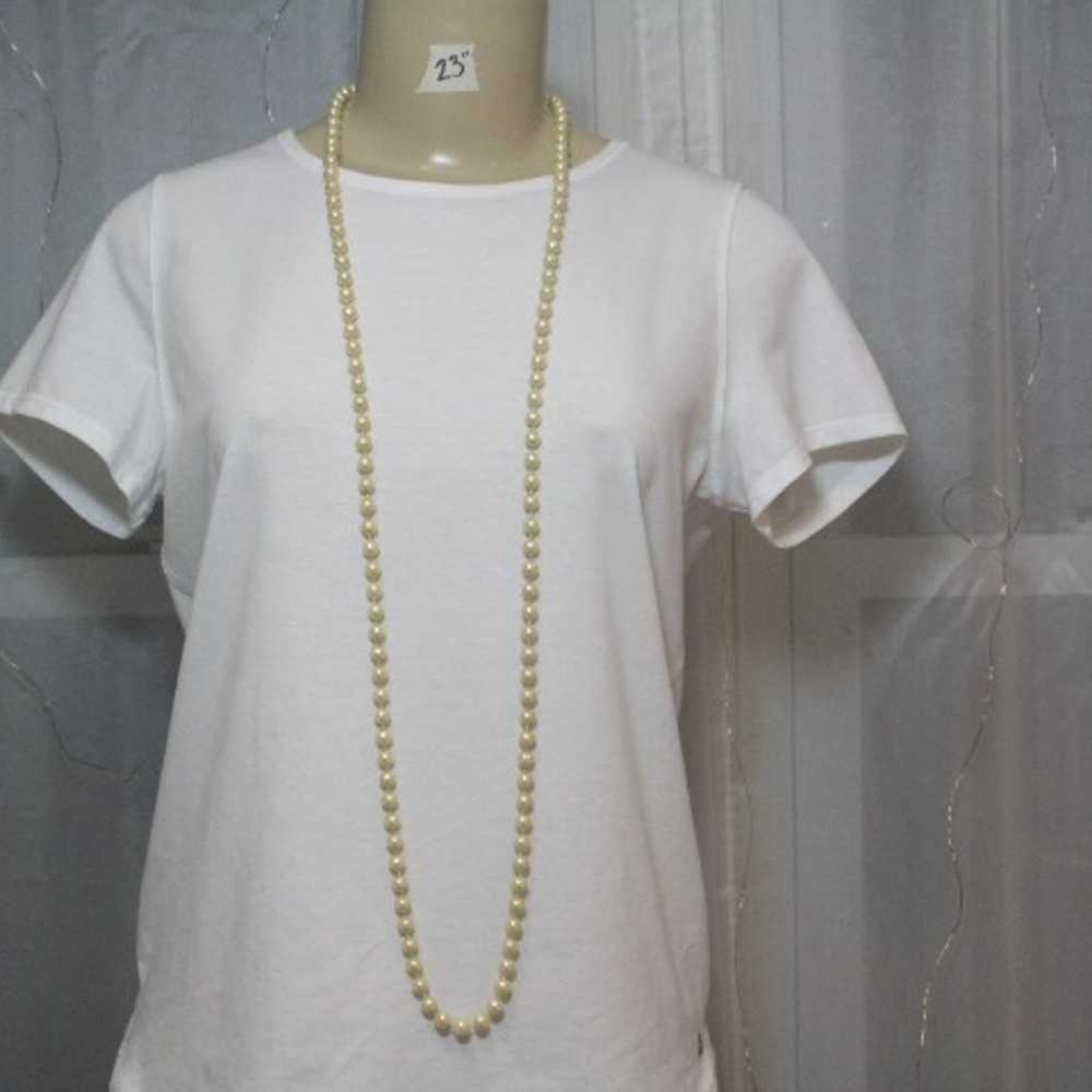 Antique White 80s Pearl Elegant Long 23" Lustrous… - image 2