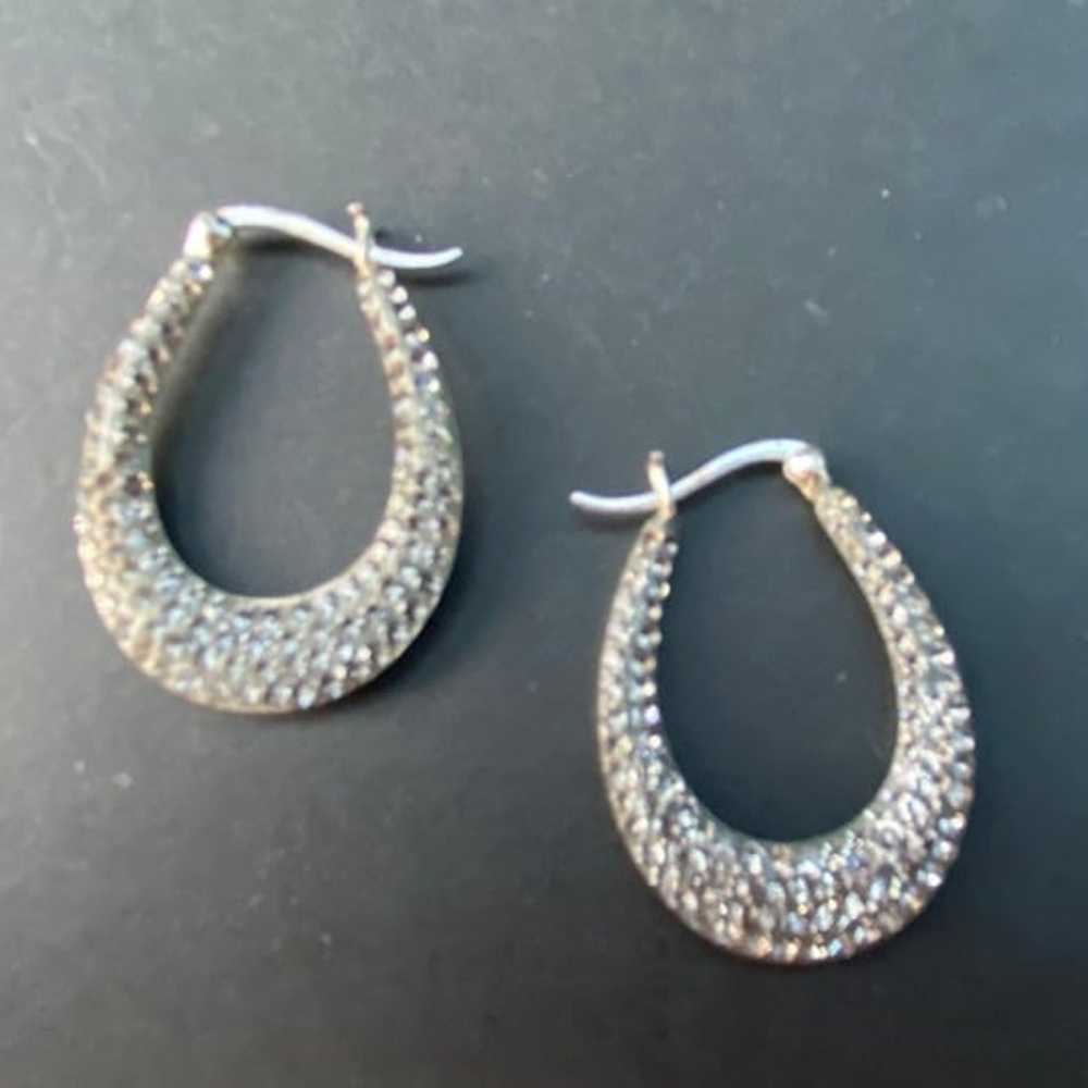 Vintage Clear Stone Sterling Silver Earrings - image 1